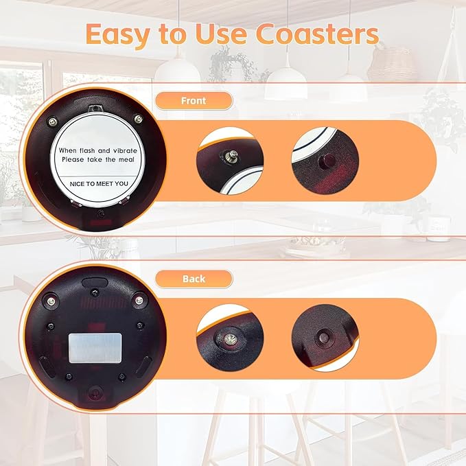 Restaurant Pager System 20 Coaster Pagers and Beepers, Restaurant Beepers Buzzers System with Vibration Flashing Buzzer Queue Wireless Calling System for Food Truck Church Nursery Coffee Shop Bar