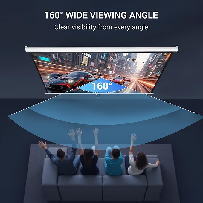 ZENY Portable Projector Screen Pull Down, 100 Inch 16:10 Video Projection Screen Home Theater, Retractable Projector Screen, Moive Screen Indoor Outdoor, Wall Mount (100'' 16:10 White)