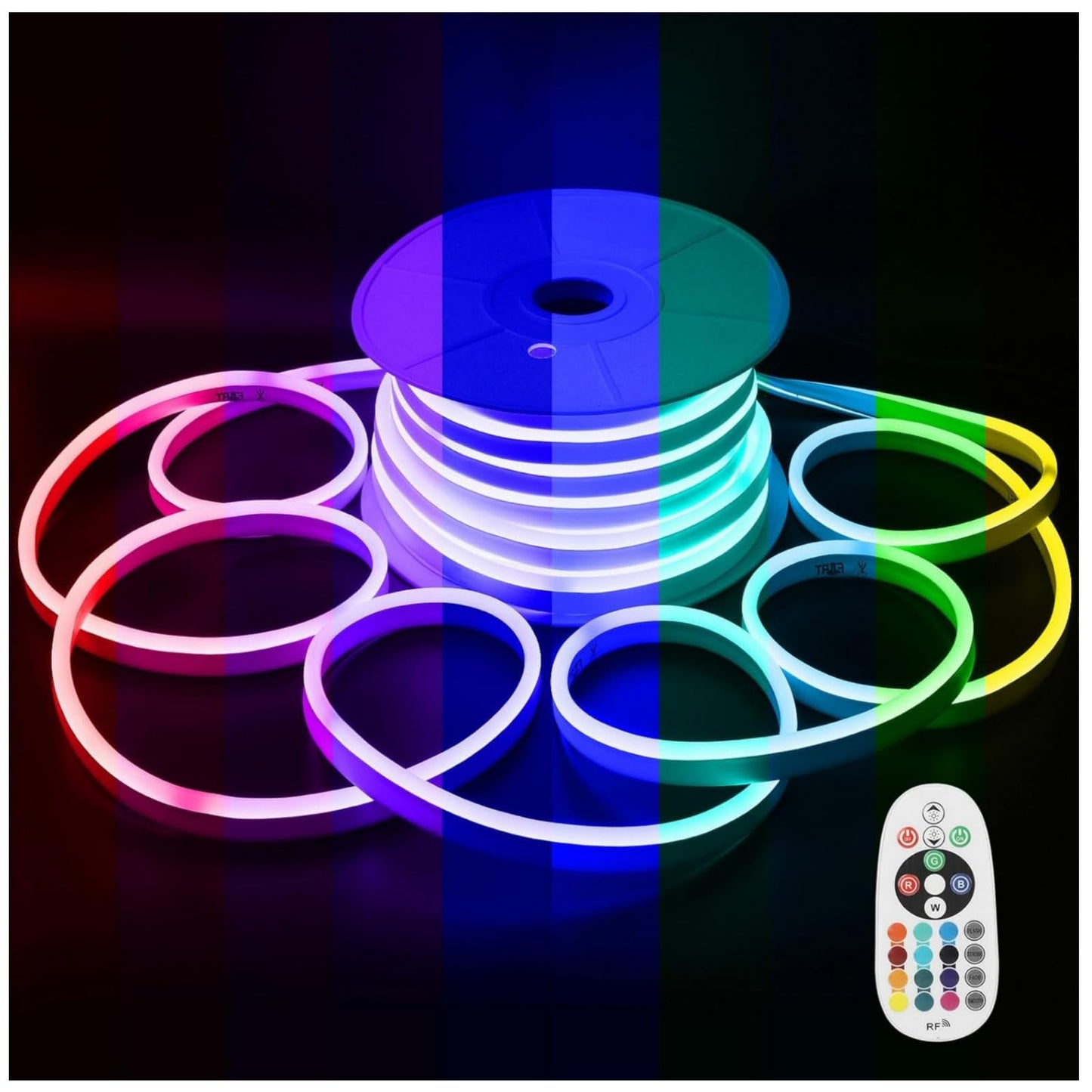 FORT Neon LED Rope Lights, 32.8FT, RGB Color Changing, 144 LEDs/m, Waterproof, Model CA-NEON, Flexible Indoor & Outdoor Lighting