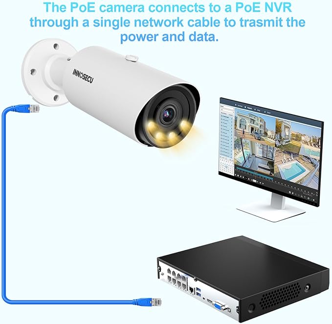 Bullet PoE Camera, 5MP IP Security Camera Outdoor, Motorized Lens 2.8~12mm 4X Optical Zoom, Smart Dual Light Color Night Vision up to 120ft, Built-in Mic, Human&Vehicle Detection, INB5GD57Z