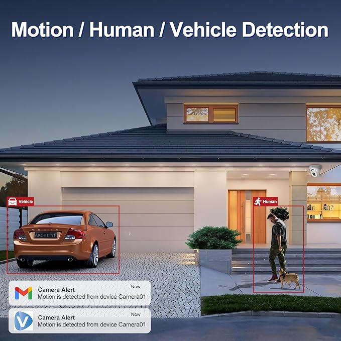 Anpviz 6MP PoE Camera, Turret 6MP UltraHD IP Camera Outdoor with Mic & Speaker, 100FT Smart Color Night Vision, PoE Security Cameras with AI Human Vehicle Detection, MicroSD Slot (U Series)