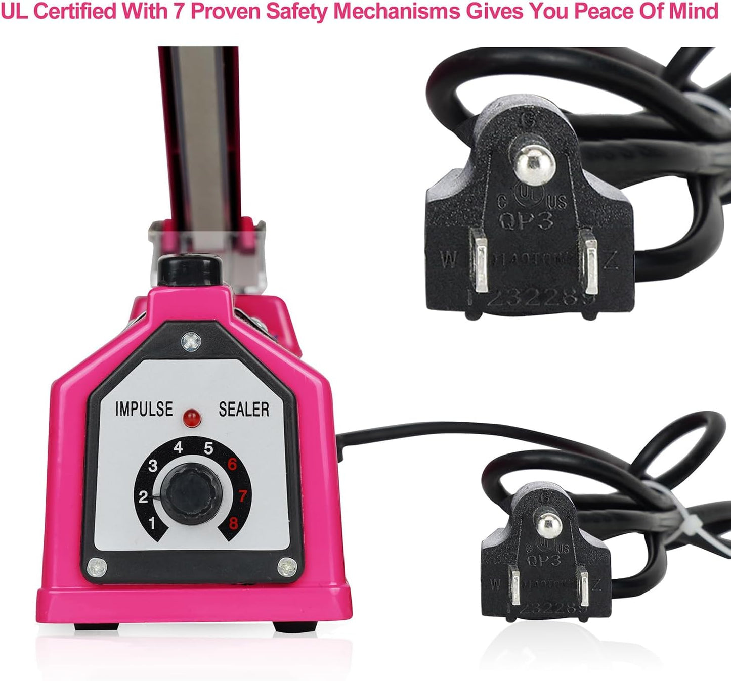 Sealer Pro, Patented 12-inch Impulse Heat Sealer, 7-mm Sealing Width Super Heavy Duty Bag Sealing Machine with Extra 2 Replacements, 1Fuse Included, Dragon Fruit
