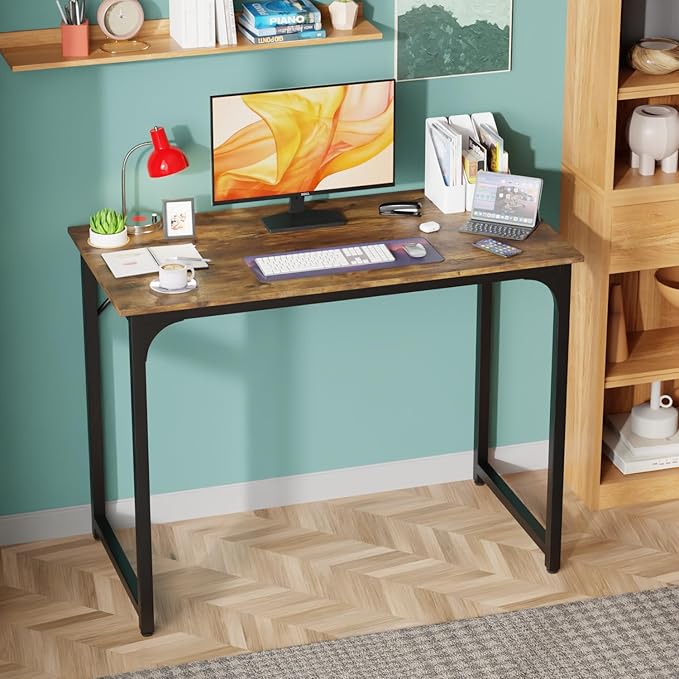 PayLessHere 32/39/47 inch Computer Desk Study Writing Table, Adjustable feet, Modern Furniture for Home Office (1, Vintage, 39 inch)