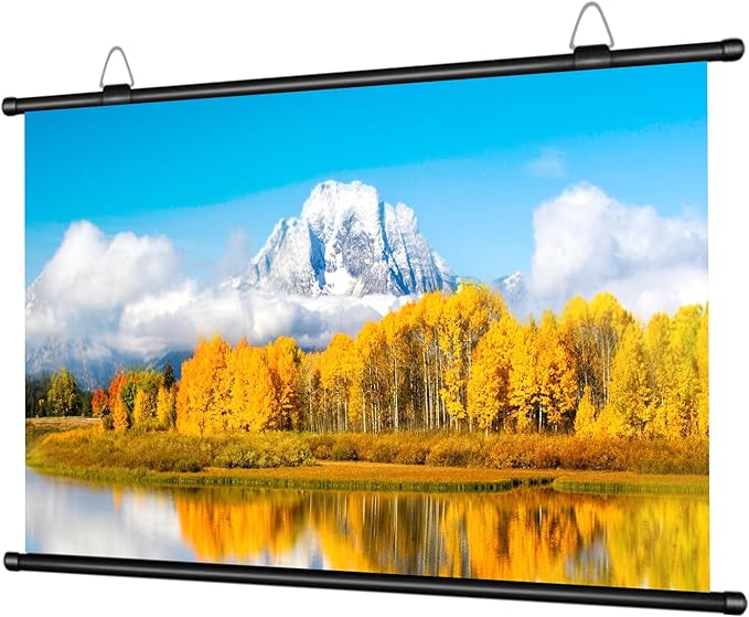 100-Inch Portable Projector Screen, XIAOHUI 16:9 Aspect Ratio, Non-Perforated Anti-Light, Easy Install,100% Polyester Professional Projector Screen Pull Down