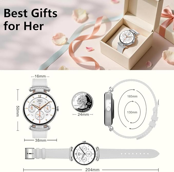 Smart Watches for Women Android IOS, 1.2'' AMOLED Ultra-Clear Screen Fitness Trackers with Bluetooth Call (Answer/Make), Smartwatch with Heart Rate,Sleep Monitor, IP68 Waterproof,100+ Sports Mode