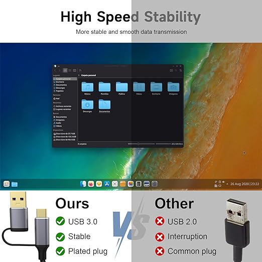 USB C External Hard Drive Cable, 5Gbps USB C/A to Micro B Cord Wire for Seagate Toshiba Canvio, WD My Passport LaCie PS5 Game Drive Camera Compatible with iPhone 15,16, MacBook Pro/Air Tablet
