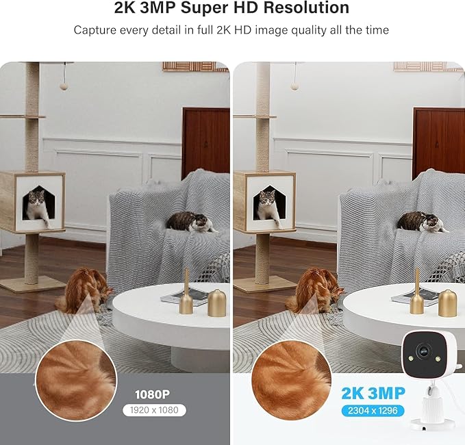 Jennov 2K Security Cameras, WiFi Indoor Cameras for Home Security, Plug in Powered Pet Cams, Dual-Band (5GHz/2.4GHz), Color Night Vision, 2-Way Audio, Human Motion Detection, IP66 Waterproof Outdoor
