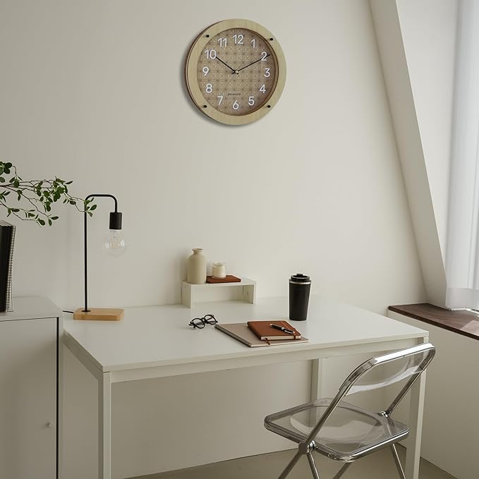 DODEKA Wall Clock Boho Style Circular Layered Design Analog Light Weight Minimalist Home Decoration for Living Room Bedroom Kitchen
