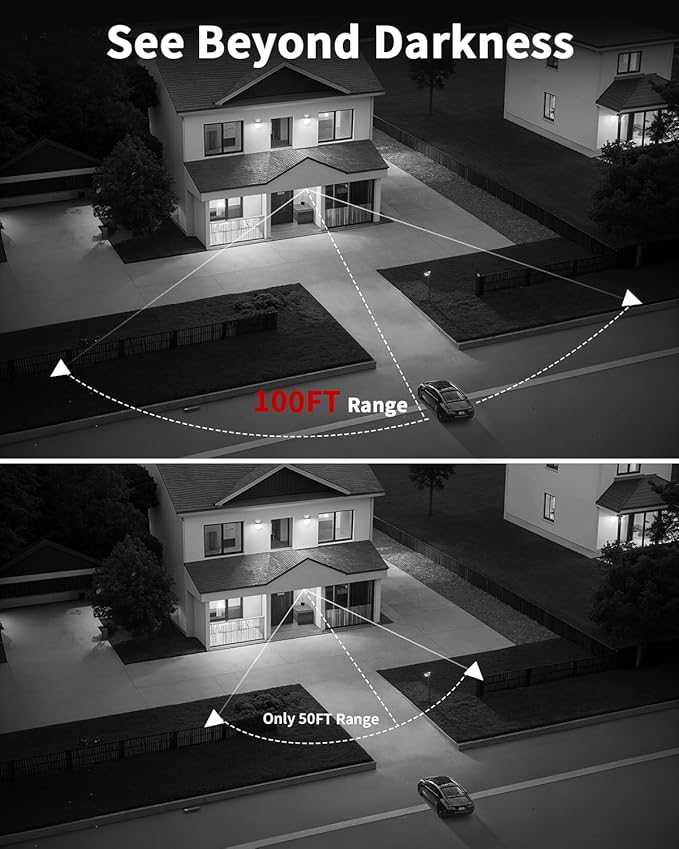 《2-Way Audio & 130°Wide Angle》Outdoor Security Camera System, IP Wired Cameras, 4K Video Surveillance for Home, Surveillance DVR Kits