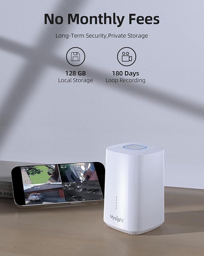 Security Cameras Outdoor Wireless, No Subscription, 4 Cam-Kit, 128G Local Storage HomeBase, 2K Solar Security Camera Wireless System with 360° Pan & Tilt, Color Night Vision, Motion Detection