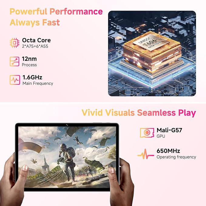 CHUWI Hi10 XPro Android 15 Tablet 10.1‘’, 8GB RAM 128GB ROM, Unisoc T606 Octa-Core, HD IPS Touchscreen Tablet PC,13MP+5MP Camera, Widevine L1,7000mAh,4G LTE, 5G WiFi, GPS,BT 5.0,Type-C, with Case