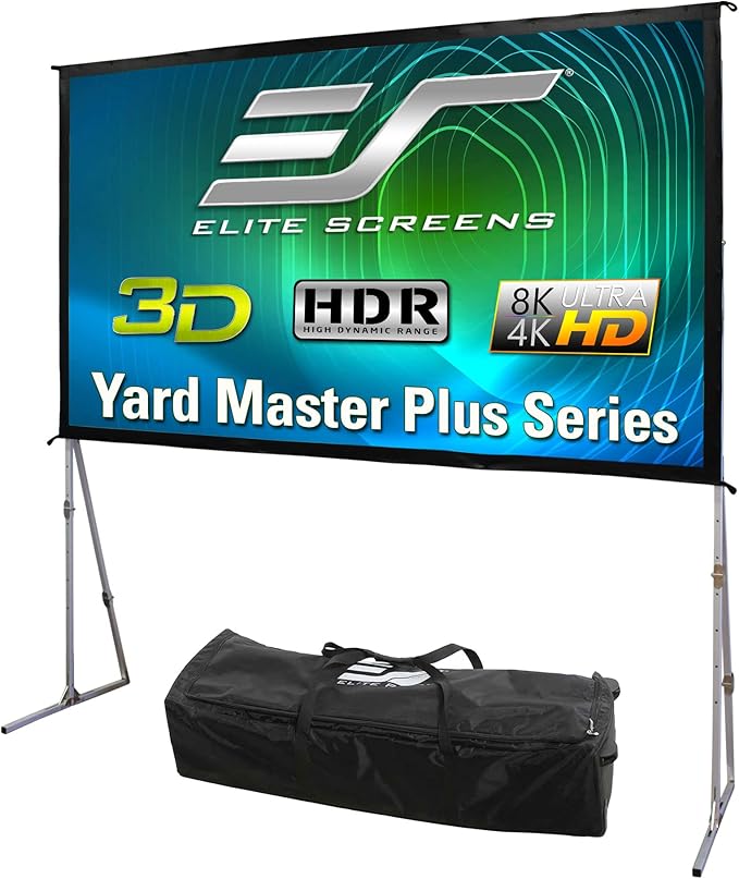 Elite Screens Yard Master Plus, 250-INCH 16:9 Height Setting Adjustable Portable Projector Screen, 4K HD Outdoor Indoor Movie Theater Front Projection, US Based Company 2-Year Warranty, OMS250H2PLUS