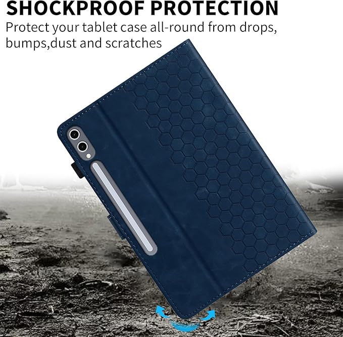 Case for Samsung Galaxy Tab S10 Plus 2024/ S9 FE Plus 5G 12.4 Inch 2023, Multi-Angle Viewing Smart Stand with Pocket Auto Wake/Sleep PU Leather Tablet Cases Flip Folio Cover Blue