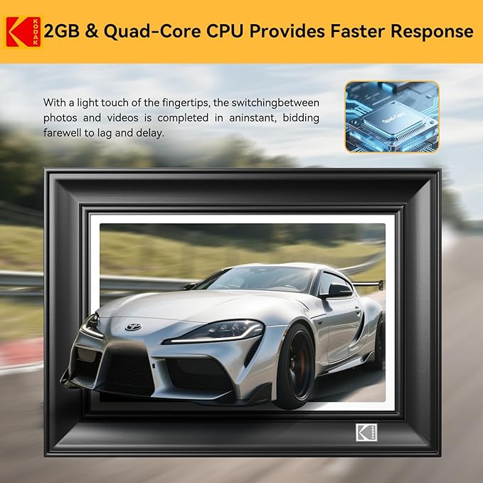 KODAK WiFi Digital Picture Frame, 1920 x 1200 Touchscreen Digital Photo Frame, 10.1 Inches Intelligent Electronic Picture Frame with 32 GB, Auto-Rotate, Share Moments Instantly Gifts