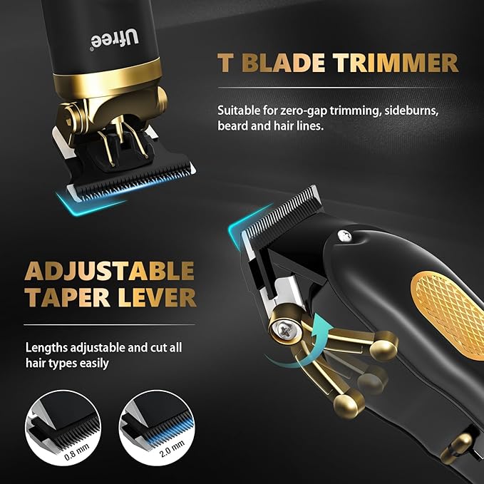 Ufree Professional Cordless Clippers and Trimmers Set for Men for Hair Cutting, Beard Trimmer, Barber Clippers, Rechargeable Electric Shaver, Gifts for Men