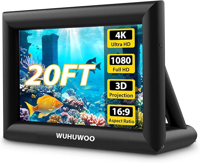 Inflatable Movie Screen Outdoor, 20FT Blow Up Projector Screen for Outside with Air Blower and Carry Bag, Support Front & Rear Projection Easy Set Up for Backyard Movie Night Pool Party