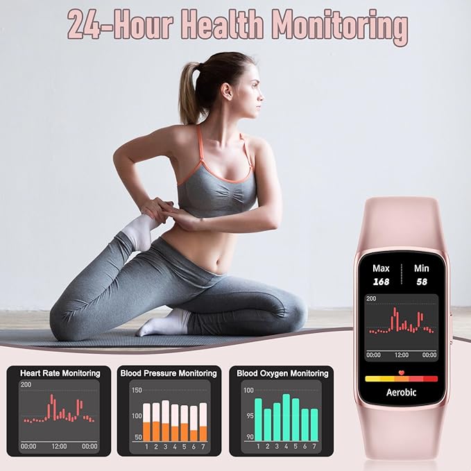 Fitness Tracker with 24/7 Heart Rate, Blood Pressure Blood Oxygen Sleep Monitor, 123 Sports Modes Calories Smart Watch,IP68 Waterproof Step Counter Activity Trackers Pedometer for Women Men