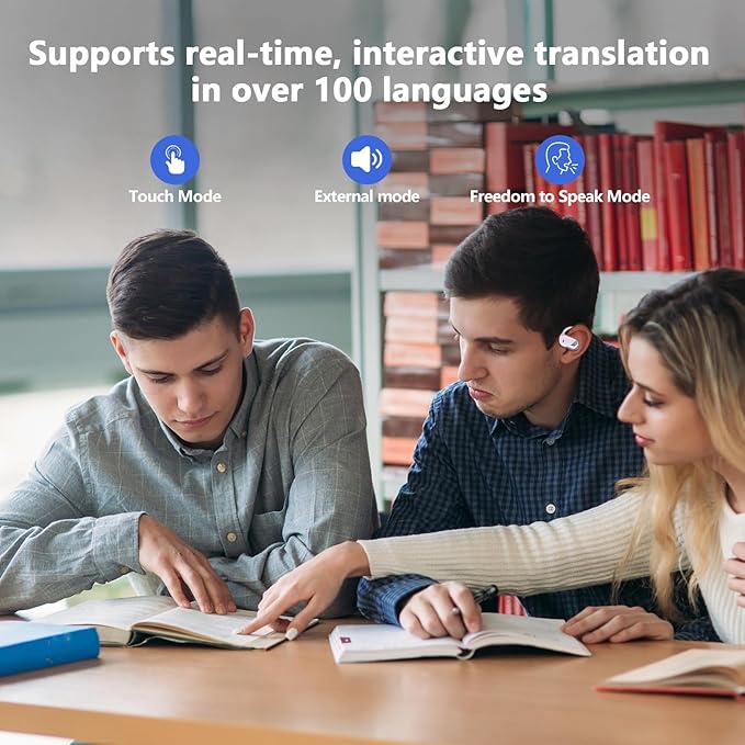 AI Translation Earbuds Real Time 144 Language Translator Earbuds, Audifonos Traductores Inglés Español, 3-in-1 Translating Device, Translate Ear Buds for Travel Business Learning with Charging Case