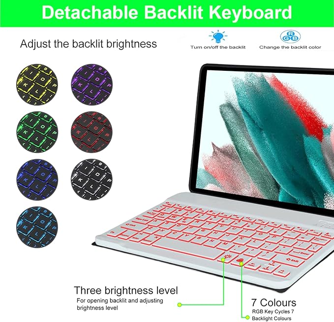 Keyboard case for Samsung Galaxy Tab A11 Plus / A9 Plus 11 inch, Bluetooth Backlit A9+ Keyboard Case with S Pen Holder for A11+ 11", Purple