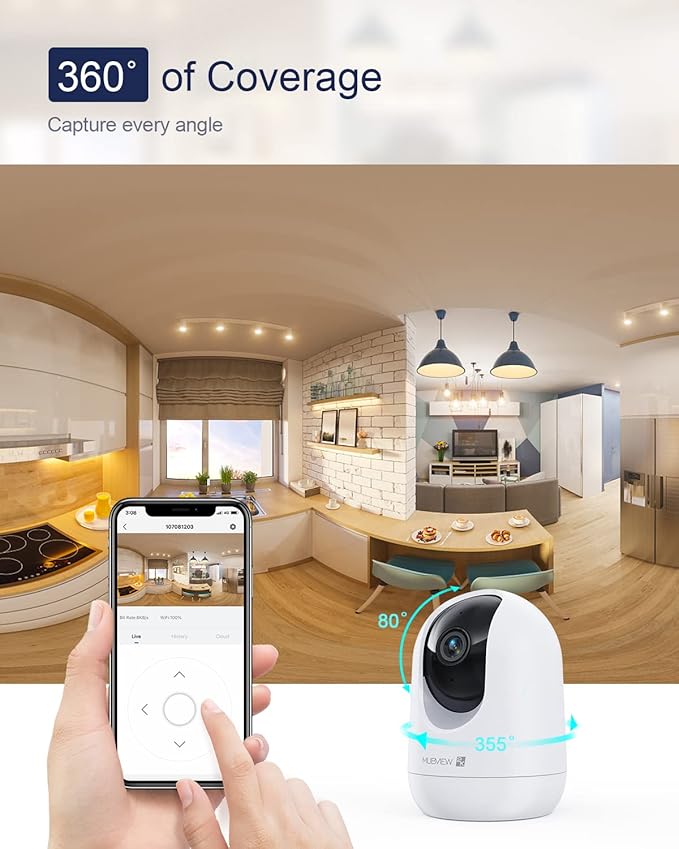 Indoor Security Camera 2K, Pet Camera with Phone App, WiFi Cameras for Home Security Camera for Dog/ Baby Monitor/Elder Pan Tilt, 5/2.4GHz, 24/7, 2-Way Talk, Human Detection, Motion Tracking, Cloud
