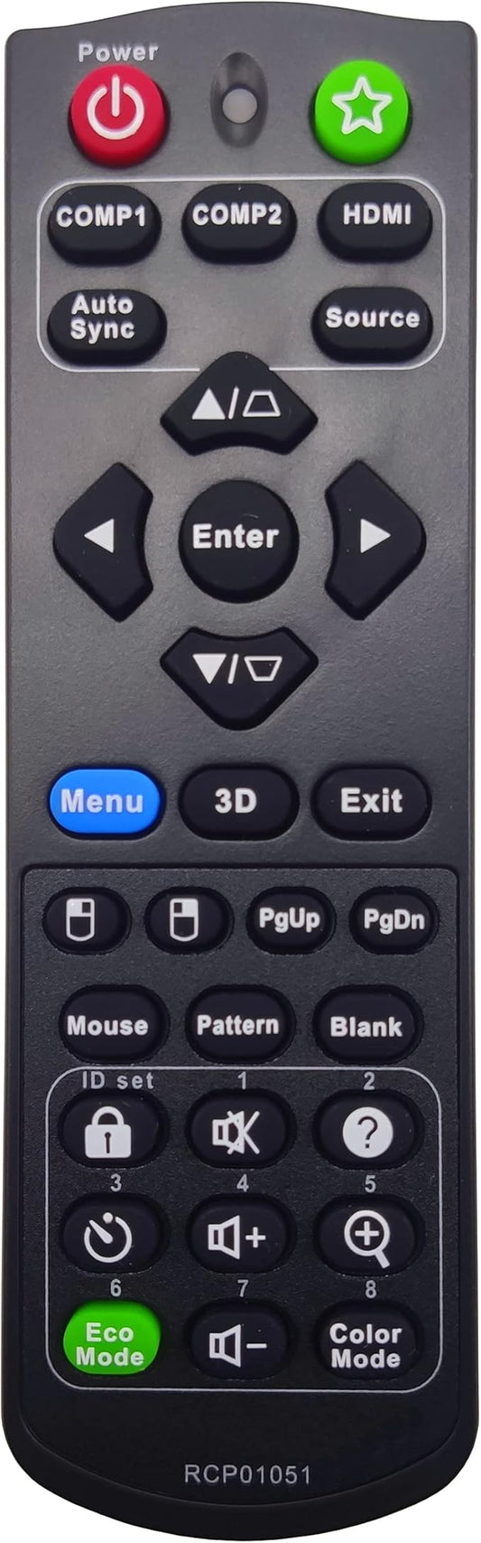A-00009741 Projector Remote Control for ViewSonic PJD6352, PJD6550W, PJD6551W, PJD6552W, PJD7325, PJD7326, PJD7525W, PJD7526W, PJD7830HDL, PJD7835HD, PS700X, PS750HD, PS750X, PX800HD