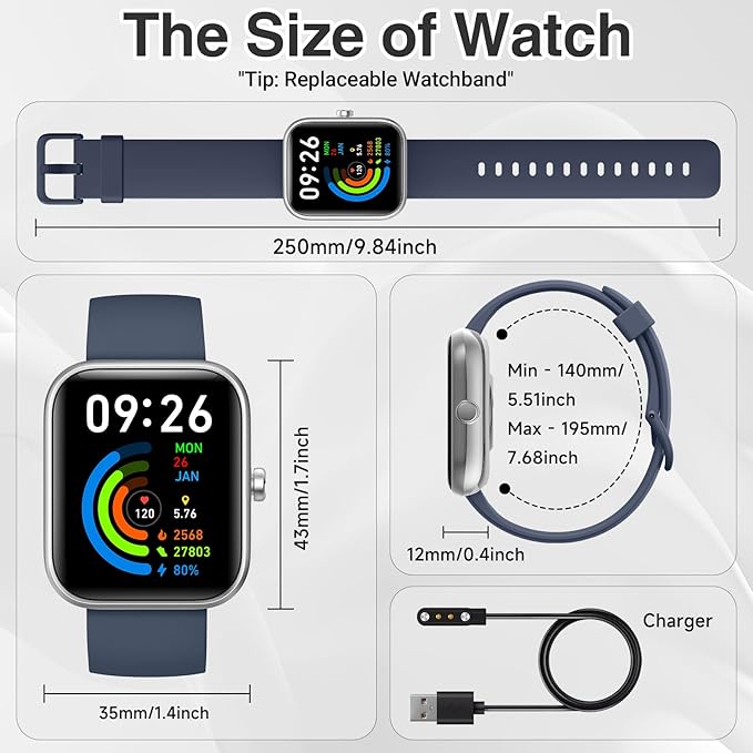 Smart Watch for Women Men with Bluetooth Call, Alexa Built-in Smartwatch, 1.83"DIY Dial Fitness Watch with Sleep Heart Rate Monitor, 110+ Sport Modes, IP68 Waterproof Watch Compatible with Android iOS