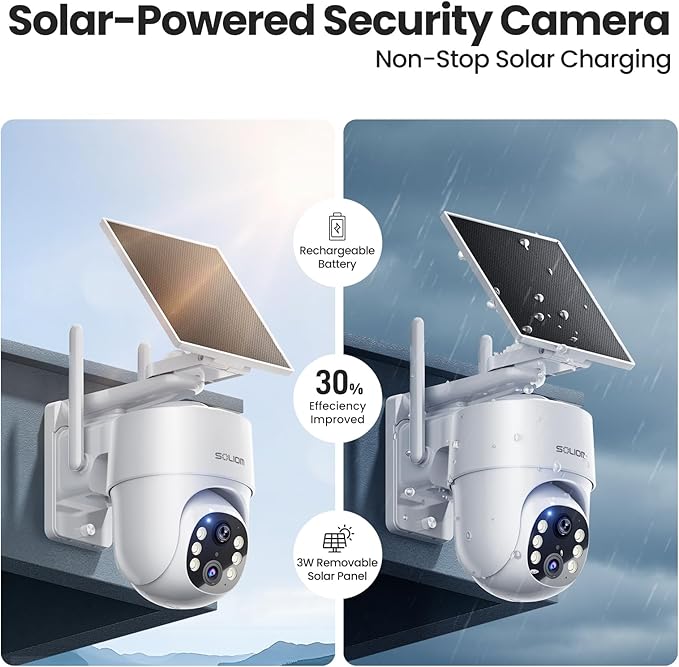 SOLIOM- True 5MP HD Security Cameras Outdoor Wireless, Add-On Camera, Solar Powered, Auto Tracking,Requires Soliombase, Soliombase Supports Up to 4 Cams