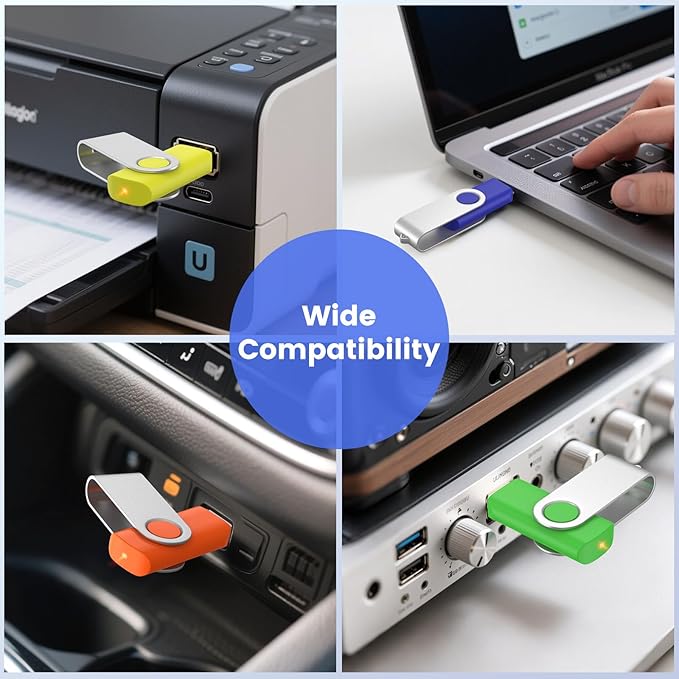 ABLAZE Flash Drives 4GB 20 Pack, USB 2.0 Thumb Drive Bulk with Lanyards Swivel Memory Stick U Disk 4GB Pendrive USB Pack (Mixcolors)