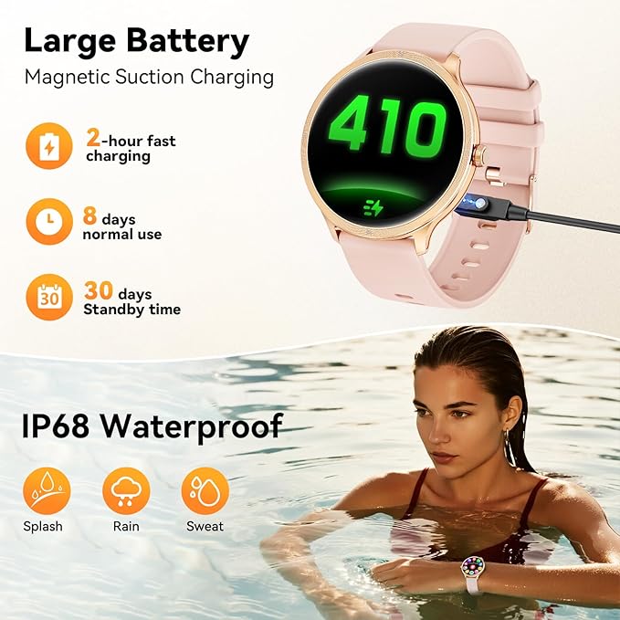 Smart Watch, 1.75" AMOLED Smartwatch for Men Women(Answer/Make Call), Fitness Activity Tracker Heart Rate/Sleep Monitor/Pedometer, IP68 Waterproof, 100+ Sport Modes Smart Watches for Android iPhone
