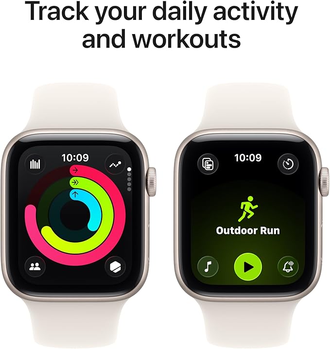 Apple Watch SE 3 [GPS + Cellular 44mm] Smartwatch with Starlight Aluminium Case with Starlight Sport Band - M/L. Fitness and Sleep Trackers, Heart Rate Monitor with AppleCare+ (2 Years)
