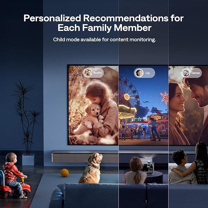 Aurzen BOOM mini Google TV Movie Projector with WiFi and Bluetooth, Voice Control, Family Mode, 20W Dolby Audio, Real-Time Focus, 4K Supported Smart Portable Home Theater Projector Outdoor, Black