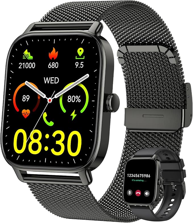 Smart Watch for Women Men Fitness: Waterproof Make Answer Call Digital Mens Watches Running Pedometer Smartwatch for Android Phone iPhone Samsung Compatible Heart Rate Monitor SpO2 Step Tracker