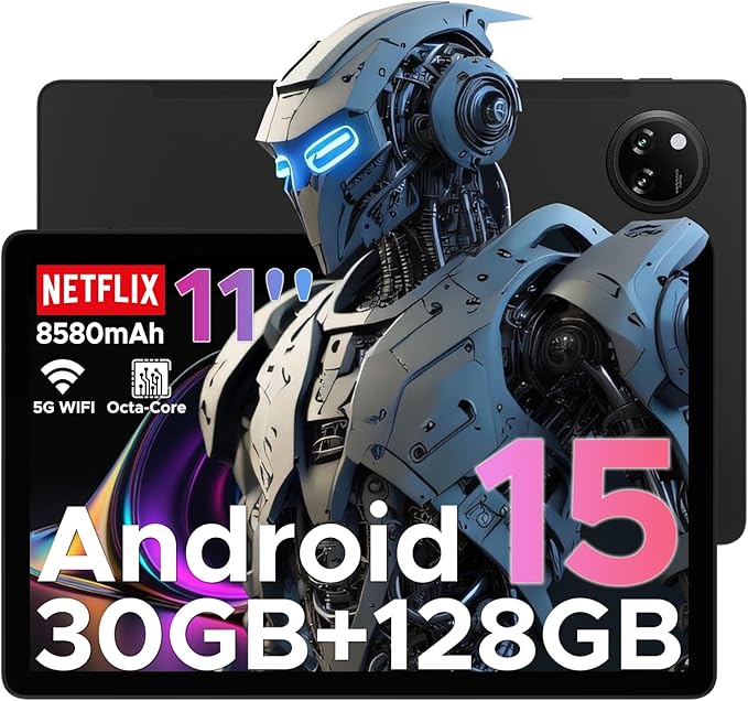 DOOGEE Tab A9 Pro+ Android 15 Tablet,11 inch Tablet with 90Hz Display,30GB+128GB/2TB TF Octa-Core Gaming Tablets,8580mAh,1080P,Bluetooth 5.0+5G WiFi Tablets,13MP+5MP,Face ID/OTG Black