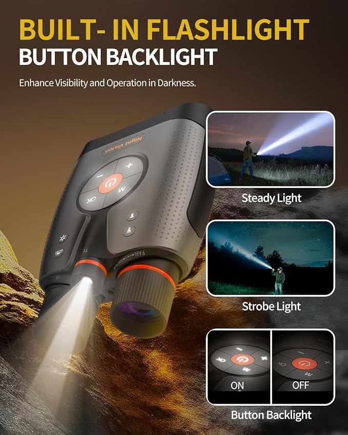 True 4K Ultra HD Night Vision Binoculars with 52MP Full Color Photo & Video Capture, 3940ft Viewing Range, WiFi& App Control with 64GB Storage Card for Camping Hunting & Security