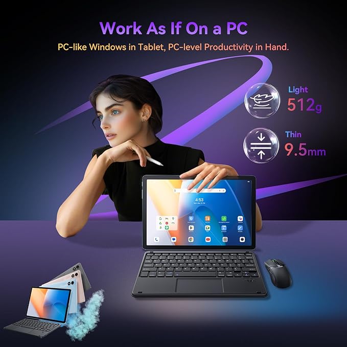 Blackview Android 15 Tablet with Gemini Ai, Android Tablet 11 inch with 24GB+256GB/2TB TF, 5G WiFi Tablets, Octa Core CPU, 8200mAh, 2K Incell Screen, 13MP+8MP Camaras/Face ID, Blue
