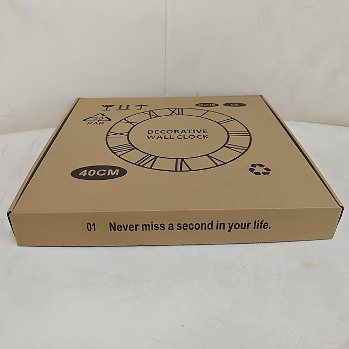 Large Wall Clock - 40cm/ 16 Inches Silent Non-Ticking Metal Wall Clock, Vintage Modern Silver, Battery Operated, Ideal for Living Room, Bedroom, Office, Farmhouse Decor