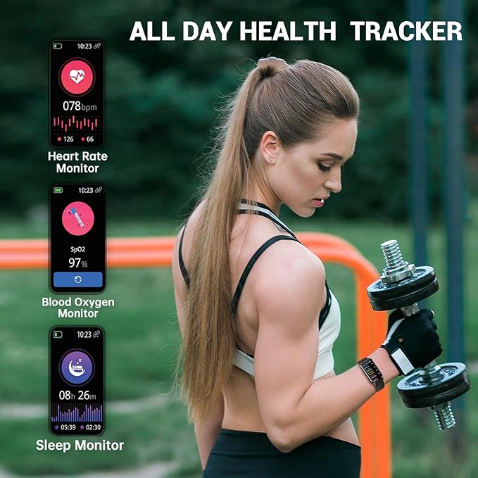 Fitness Trackers, 1.47 Inch Smartwatch, Touchscreen Activity Tracker with Thin Smartband Design, 5ATM Waterproof Fitness Watch Blood Oxygen Heart Rate Monitor for Android/iOS (Light Grey)