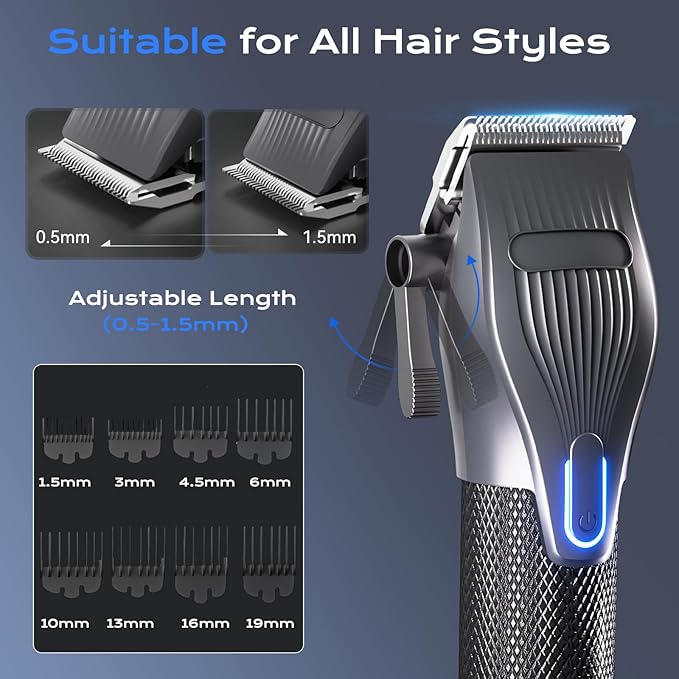 Hair Clippers for Men, Professional Cordless Hair Cutting and Trimmers Set with 7500RPM Powerful Motor & LCD Display, Mutil Function Mens Electric Hair Grooming Shaver Kit for Nose, Face, Body, Beard