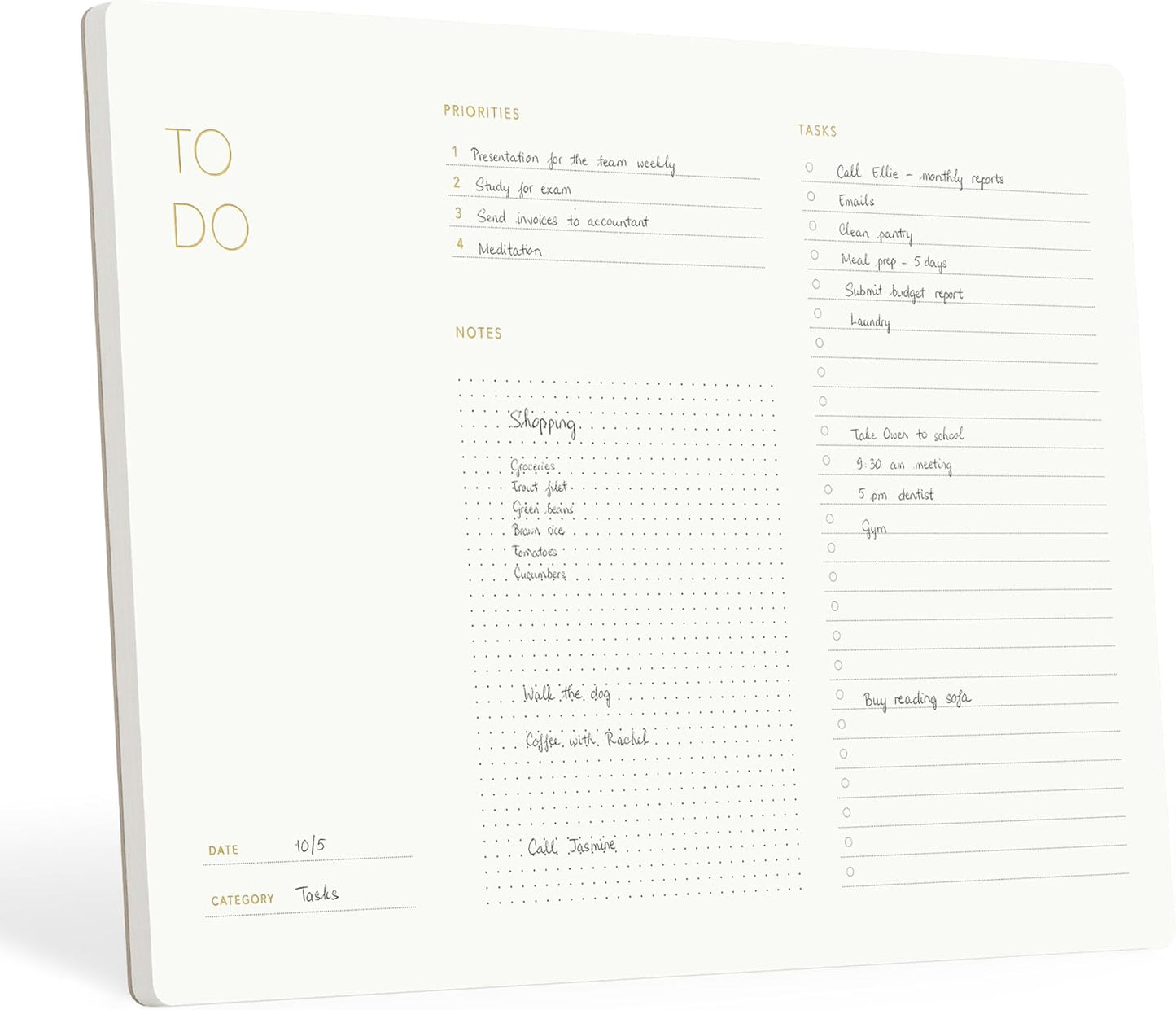 Elegant To Do List Notepad with Mouse Pad Feature, 11.22" x 7.87", 50 Tear-Off Sheets, Gold Foiled, Daily Planning, Eco-friendly To Do List Planner, FSCâ¢ Certified To Do List Notebook for Work