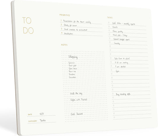 Elegant To Do List Notepad with Mouse Pad Feature, 11.22" x 7.87", 50 Tear-Off Sheets, Gold Foiled, Daily Planning, Eco-friendly To Do List Planner, FSCâ¢ Certified To Do List Notebook for Work