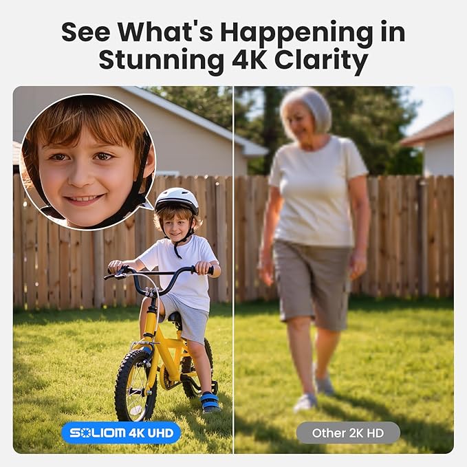 SOLIOM- True 8MP HD Security Cameras Outdoor Wireless, Add-On Camera, Solar Powered, Auto Tracking,Requires SOLIOMBASE, SOLIOMBASE Supports Up to 4 Cams