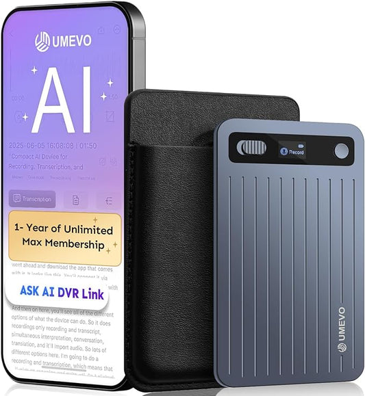 AI Voice Recorder with App Control : AI Transcription, Summarization & Mind Maps, Portable AI Note Taking Device with Case 64GB Memory Recording for Calls, Speeches, Meetings, Interviews(Blue)