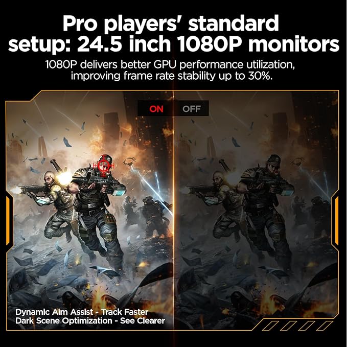 KOORUI 24.5 Inch Gaming Monitor 200Hz, 1ms, FHD(1920 * 1080p) IPS Display, HDR400, 90% DCI-P3 Color Gamut with Adaptive Sync, HDMI & DP Port, Black, G2511P
