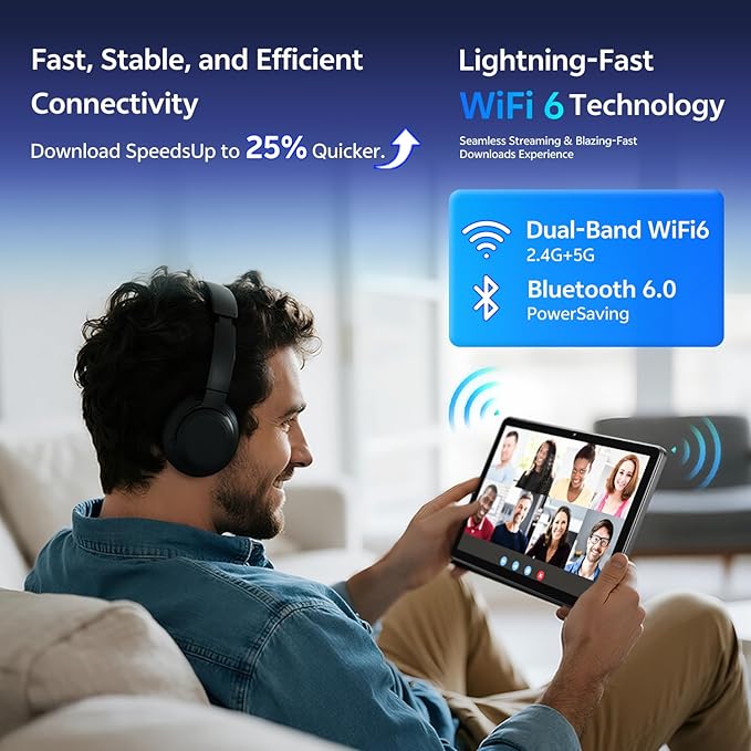 Android Tablet 10 Inch, 2025 Android 15 Tablet for Kids Adults, 20GB RAM 64GB Storage 1TB Expandable, Dual Cameras 8MP 2MP, 6000mAh Dual Speakers WiFi 6