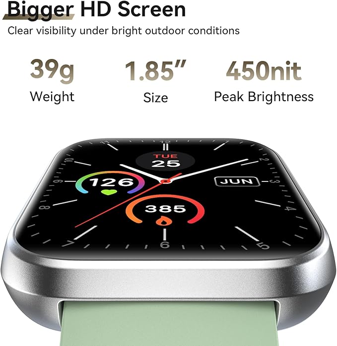 Smart Watches for Women Men, 1.85" Screen Smartwatch Compatible iPhone Android Phone Answer/Make Call, 24/7 SpO2 Sleep Heart Rate Monitor,3ATM Waterproof, Fitness Traker 120+Sport ( 2 Bands Included)