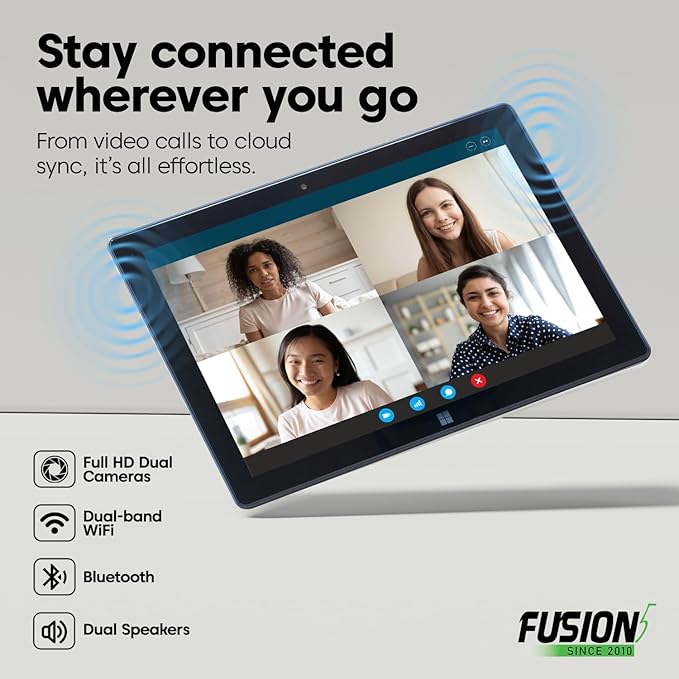 Fusion5 Built in USA 10.1” Windows 11 Professional Full HD Tablet PC - 8GB RAM 256GB SSD, Ultra Slim, Intel Quad-Core, 10 Inch Windows Tablet, USB, HDMI - 2 Year Full Warranty with Accidental Damage