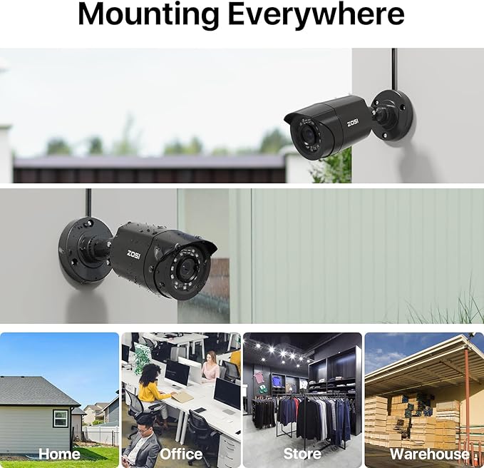 ZOSI 3K Lite 16CH Security Camera System Indoor Outdoor,AI Human/Vehicle Detection,16pcs 1080P 2MP Surveillance Bullet Cameras,Night Vision,16 Channel H.265+ 1080p DVR with 2TB HDD for 24/7 Recording