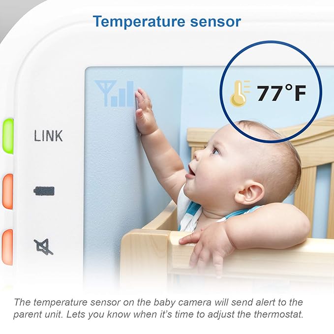VTech VM3252 No WiFi Video Baby Monitor - 2.8" Screen, 1000ft Long Range, Auto Night Vision, 2-Way Talk, Temperature Sensor, Lullabies