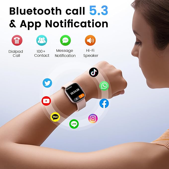 Smart Watch (Answer/Make Call), 1.96" SmartWatches for Men Women with Heart Rate/Activity Tracking, Fitness Tracker Watch with IP68 Waterproof/Pedometer, Smart Watch for Android/iPhone Compatible