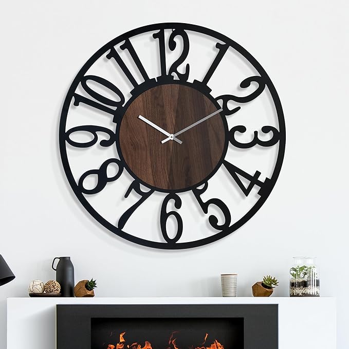 30 Inch Large Metal Wall Clock with Voice and Light Sensor Night Light, Glow in The Dark Non-Ticking Silent Battery Operated Decorative Oversized Wall Clock for Bedroom Living Room Decor